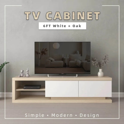 6FT  TV Cabinet TV Console / Natural Oak