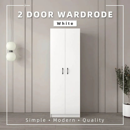 2 Door Wardrobe with Hanging Rod / White Colour (L60cm x W40cm x H179cm)