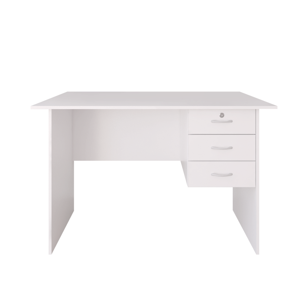 4FT Writing Table Solid Board with 1 Locker + 2 Drawers White (120CM x 60CM x 75CM)