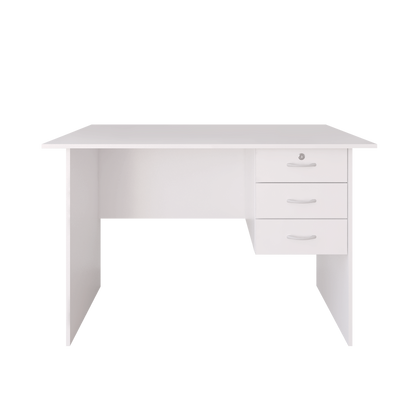 4FT Writing Table Solid Board with 1 Locker + 2 Drawers White (120CM x 60CM x 75CM)