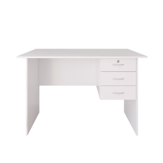 4FT Writing Table Solid Board with 1 Locker + 2 Drawers White (120CM x 60CM x 75CM)