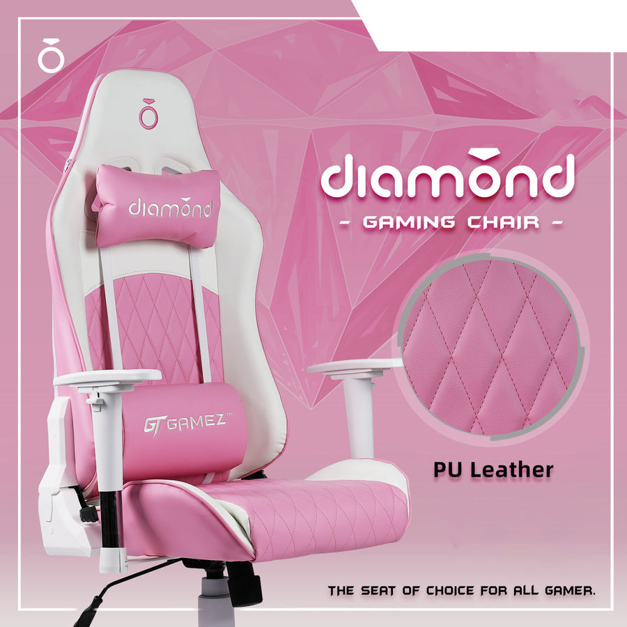 Gaming Chair with Ergonomic Design / Support Pillows  Pink (126-135CM x 64.5CM x 75CM)