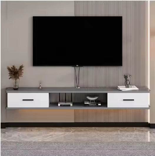 DSQ0426 WALL TV CABINET (GREY WHITE / 150*20*18H) - Thebrands