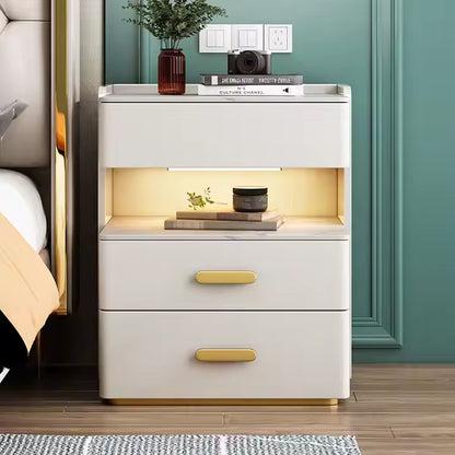 Smart Bedside Table with Wireless Charging Leather Nightstands