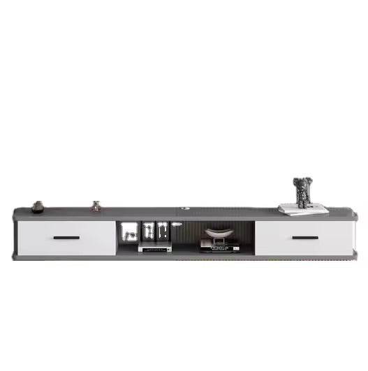 DSQ0426 WALL TV CABINET (GREY WHITE / 150*20*18H) - Thebrands