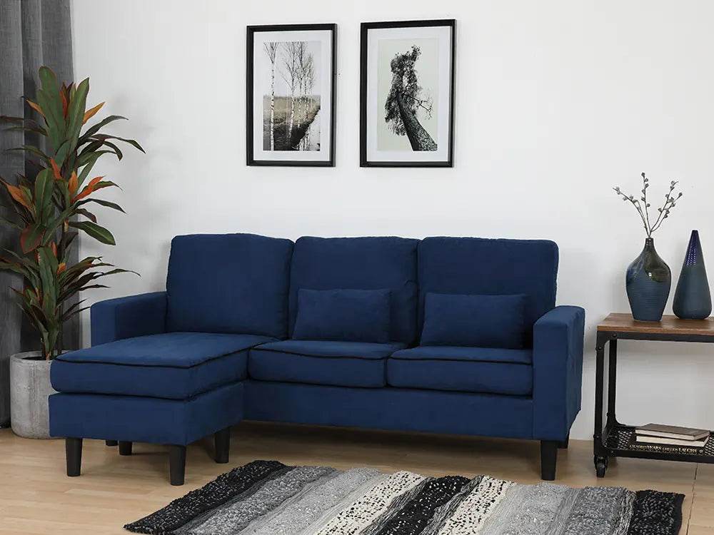 LUTHER Fabric L-shape Sofa - Dark Blue - Thebrands