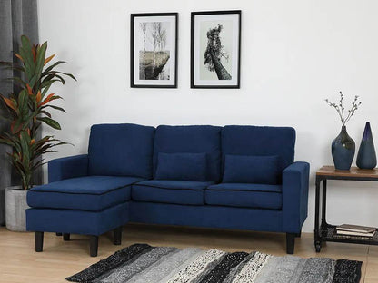 LUTHER Fabric L-shape Sofa - Dark Blue - Thebrands