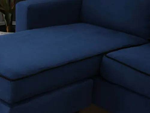 LUTHER Fabric L-shape Sofa - Dark Blue - Thebrands