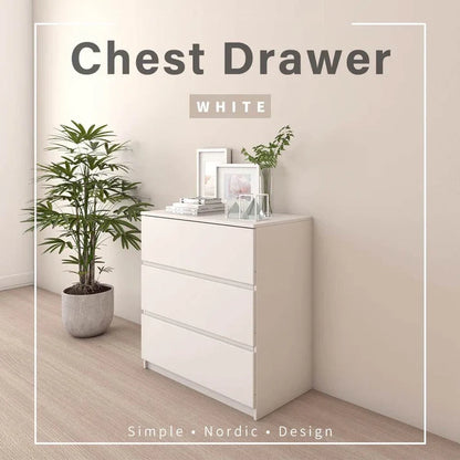 Chest Drawer with 3 Layer / White Colour (L60cm x W40cm x H81.5cm)