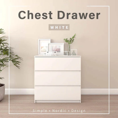 Chest Drawer with 3 Layer / White Colour (L60cm x W40cm x H81.5cm)