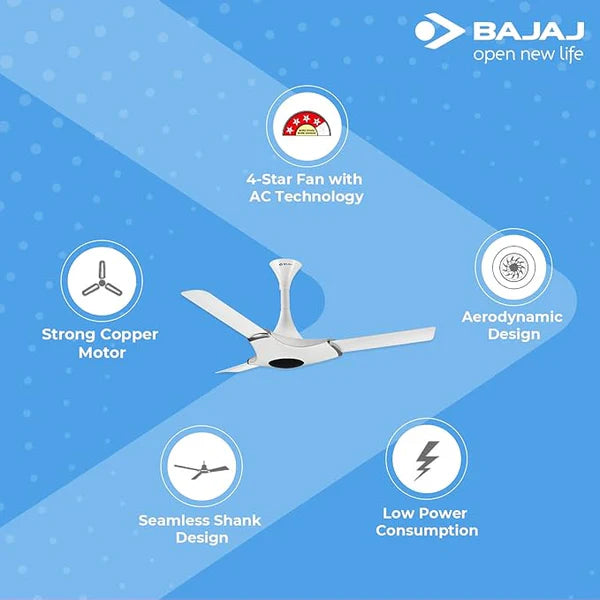 BAJAJ GLOSSY WHITE CEILING FAN 1200MM - ESPERANZA 48''