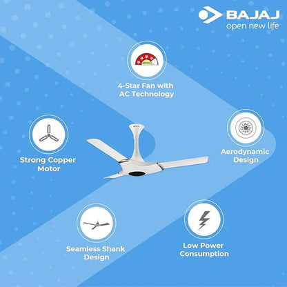 BAJAJ GLOSSY WHITE CEILING FAN 1200MM - ESPERANZA 48''