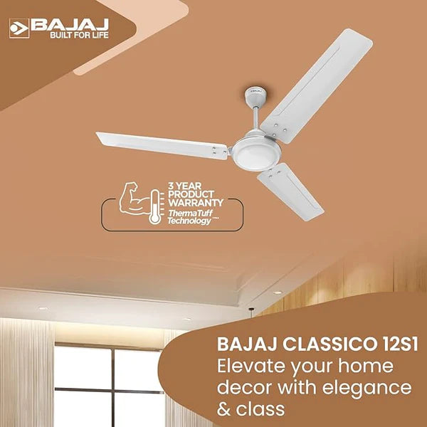 BAJAJ GLOSSY WHITE CEILING FAN 1200MM CLASSICO 12SI 48''