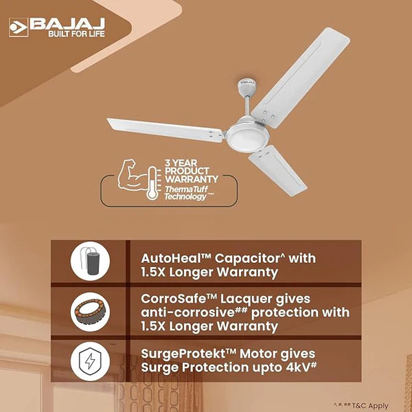 BAJAJ GLOSSY WHITE CEILING FAN 1200MM CLASSICO 12SI 48''