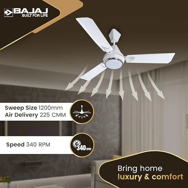 BAJAJ VANILLA WHITE CEILING FAN 1200MM - VENUS - 48''