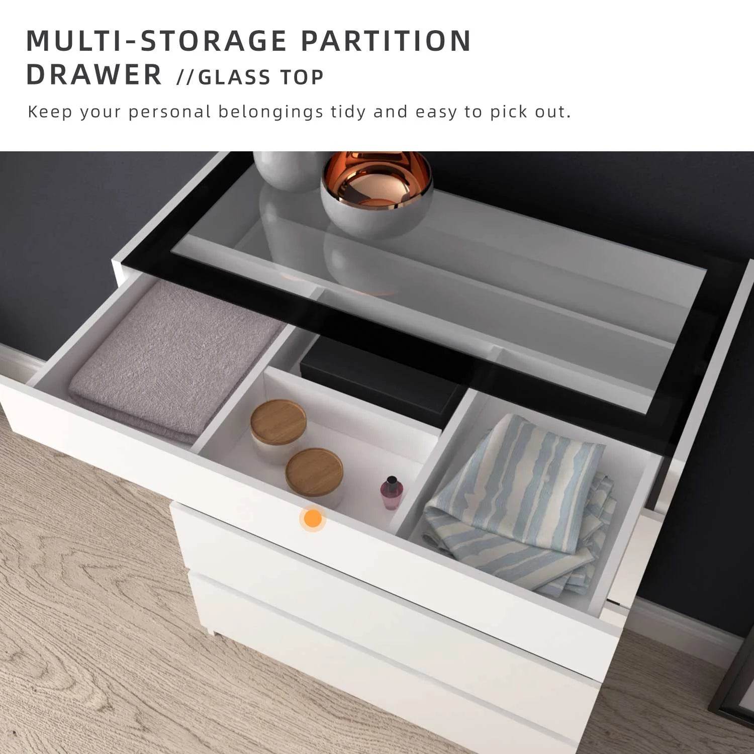 4 Layers Chest Drawer / White Colour (L79cm x W40cm x H103.5cm) - Thebrands