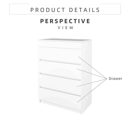 4 Layers Chest Drawer with Door  / White Colour (L79cm x W40cm x H105cm)