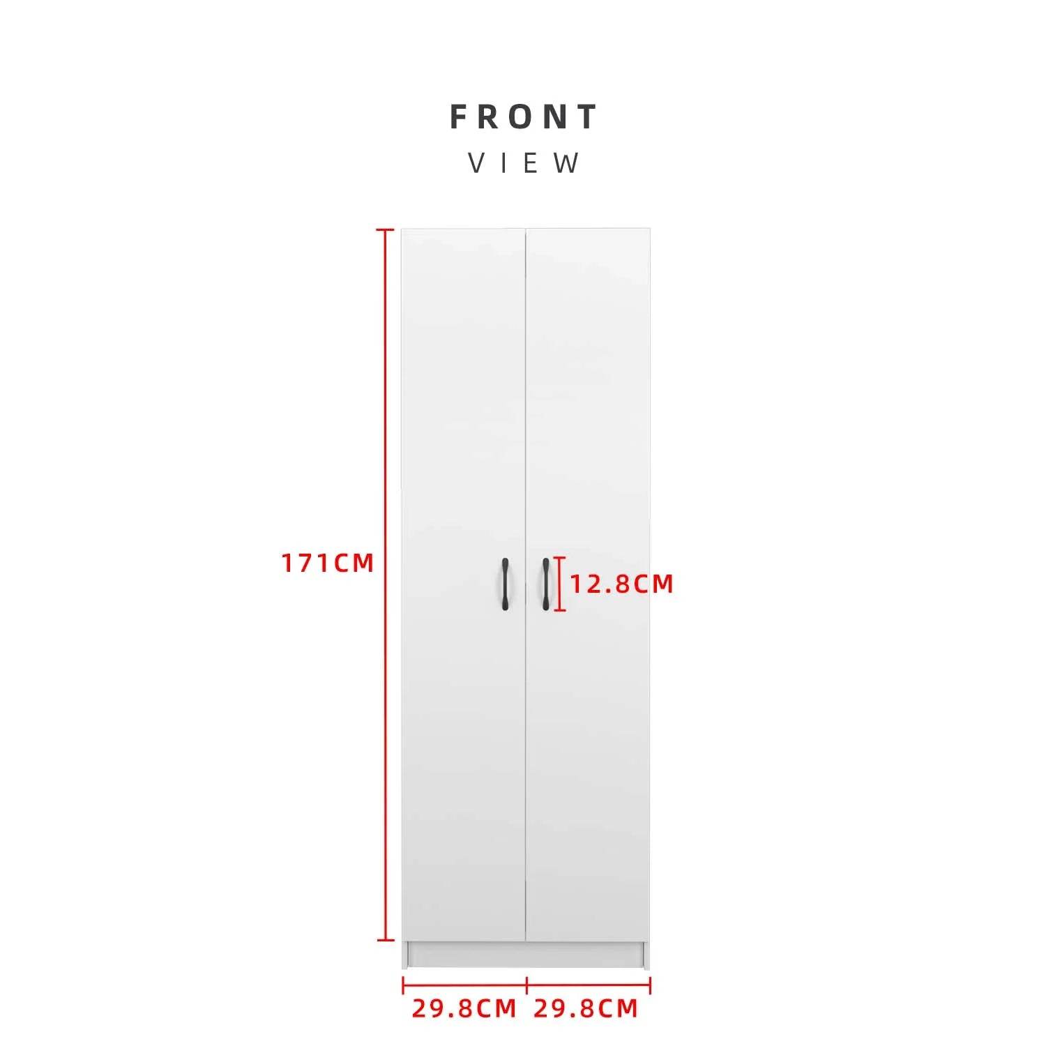 2 Door Wardrobe with Hanging Rod / White Colour (L60cm x W40cm x H179cm) - Thebrands