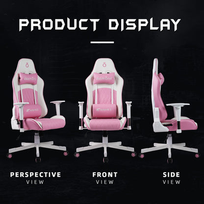 Gaming Chair with Ergonomic Design / Support Pillows  Pink (126-135CM x 64.5CM x 75CM)