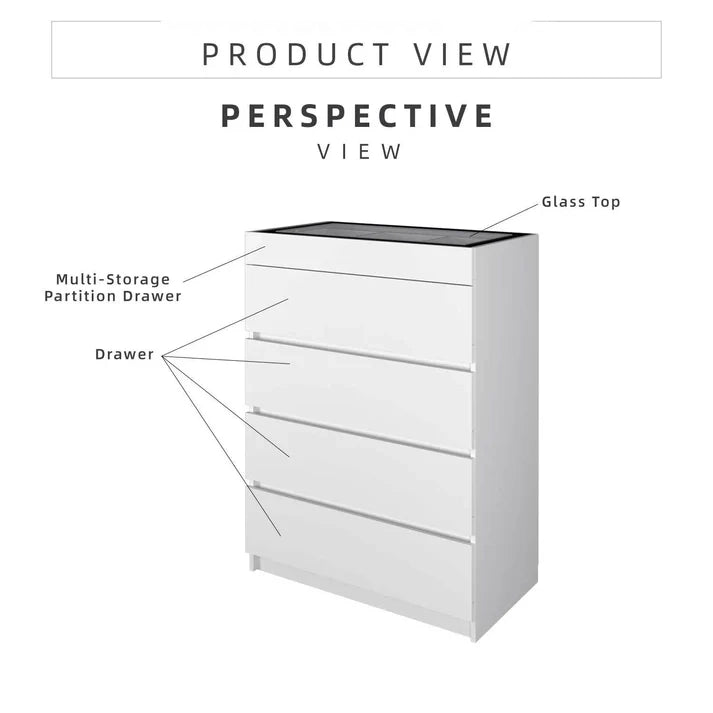 4 Layers Chest Drawer / White Colour (L79cm x W40cm x H103.5cm)