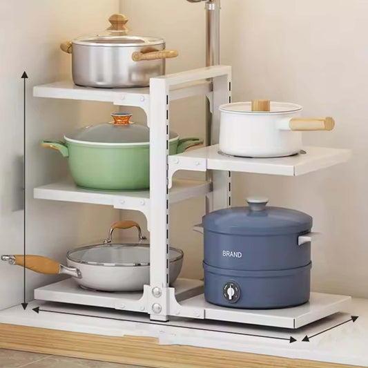 Pot Rack 2-4 Tiers Pot Rack - 3+2L - White