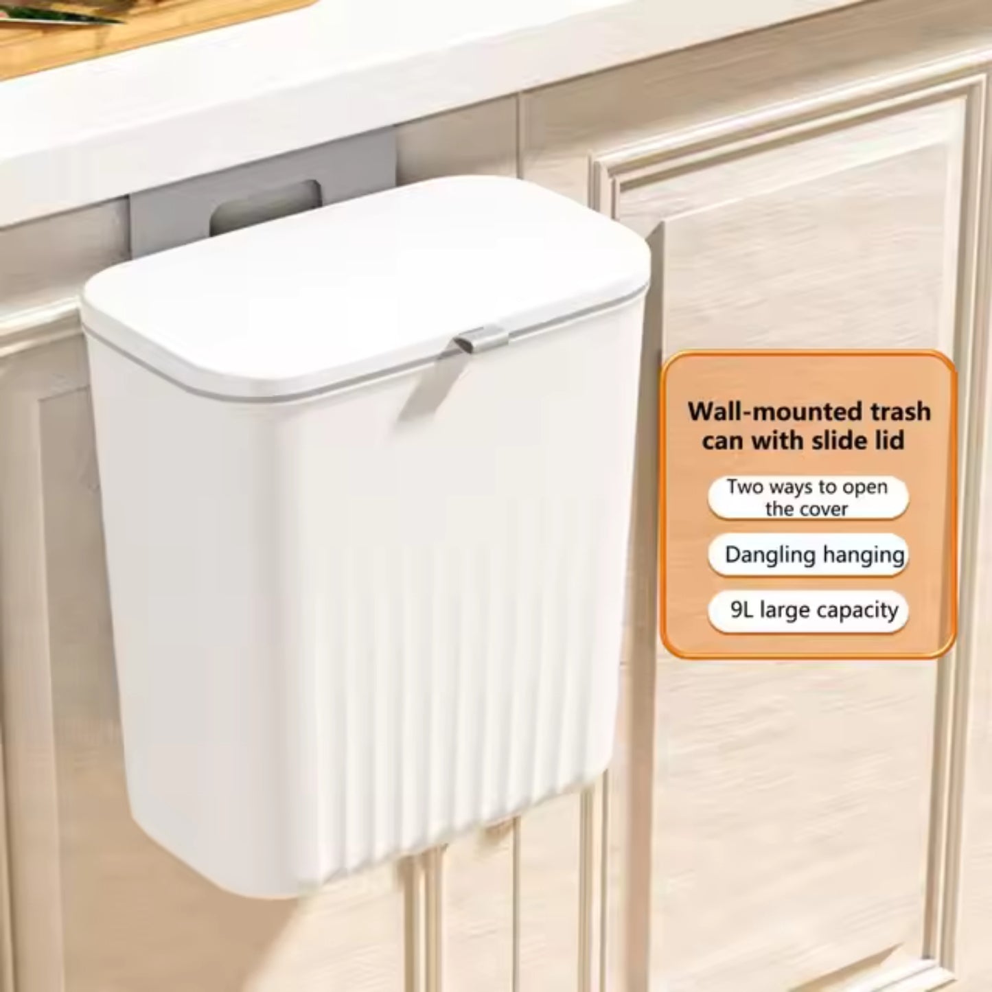 Wall Mounted Trash Can - White