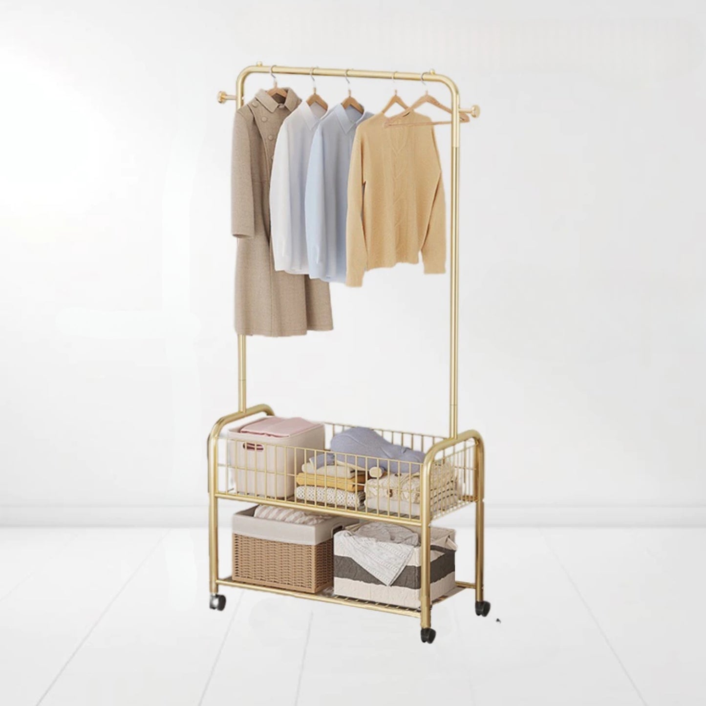 Clothes Rack - 60Cm Gold + Basket