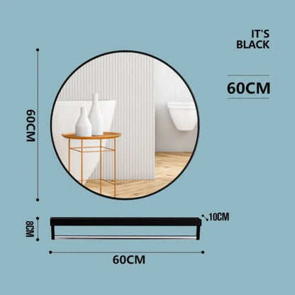 Round Bathroom Mirror -WH - 60 - Shelf
