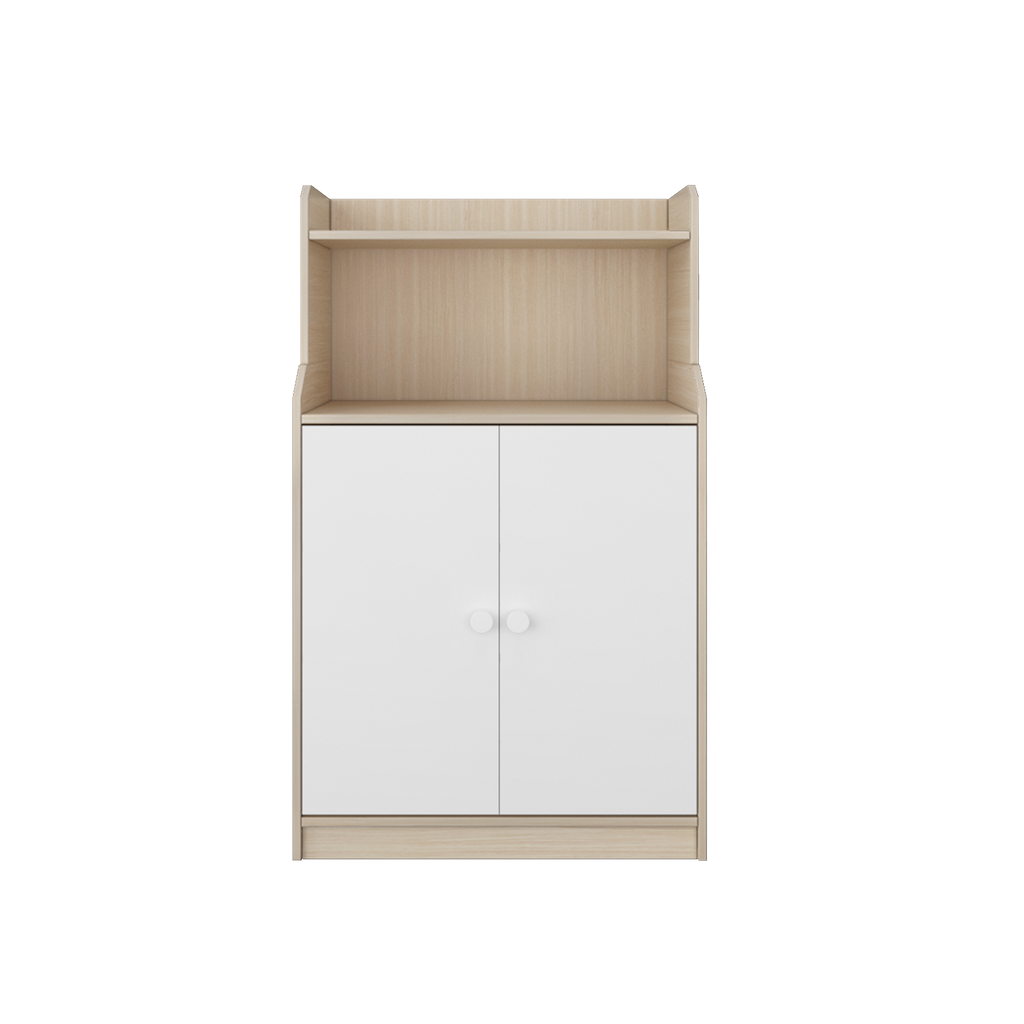 2 Doors Book Cabinet - Natural Oak + White