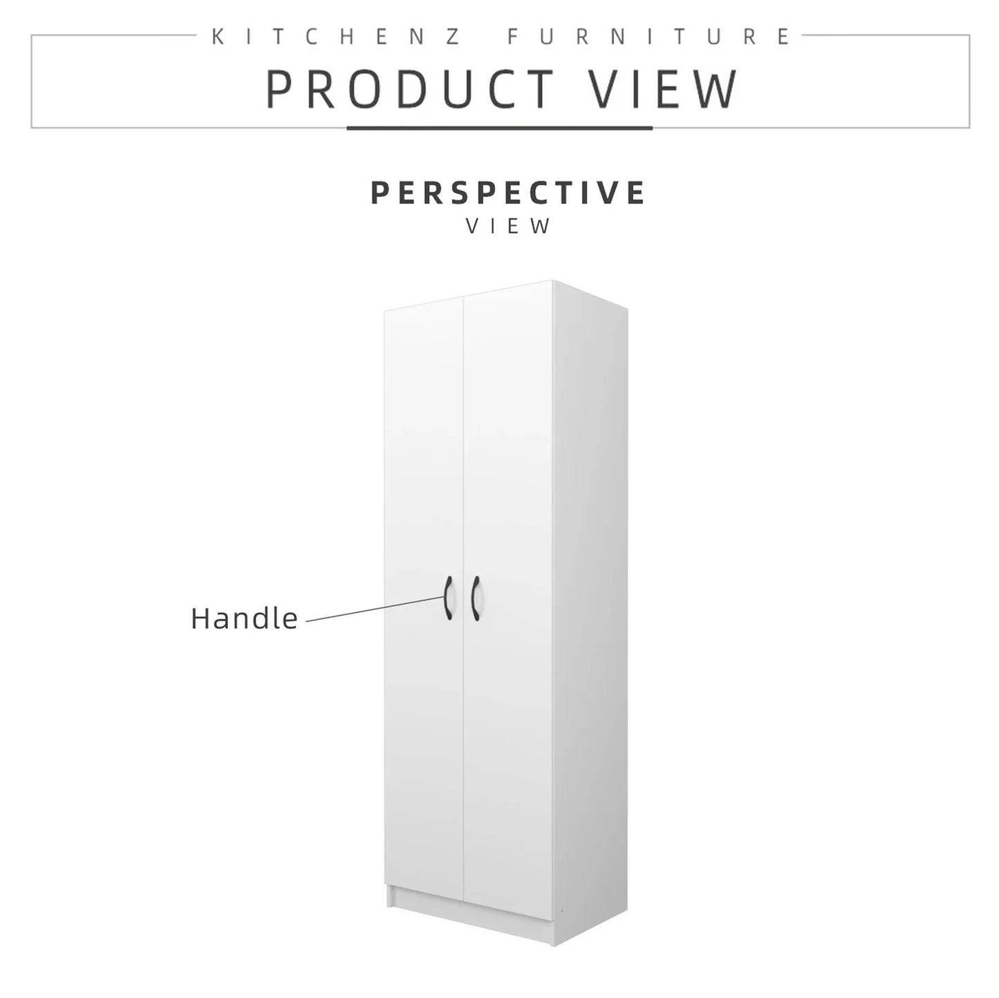 2 Door Wardrobe with Hanging Rod / White Colour (L60cm x W40cm x H179cm) - Thebrands