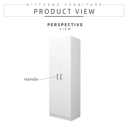 2 Door Wardrobe with Hanging Rod / White Colour (L60cm x W40cm x H179cm) - Thebrands