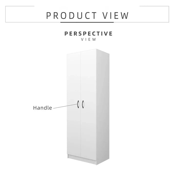 2 Door Wardrobe  with Hanging Rod / White Colour (L60cm x W41.5cm x H1179.2cm)