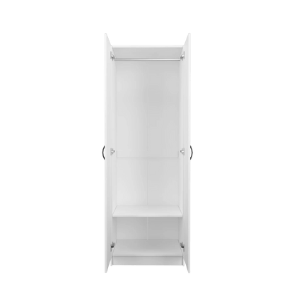 2 Door Wardrobe with Hanging Rod / White Colour (L60cm x W40cm x H179cm) - Thebrands