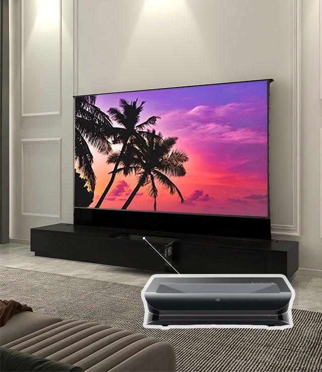 VIVIDSTORM Bundle-Projector&Screen&Motorised Laser TV Cabinet Monte Carlo