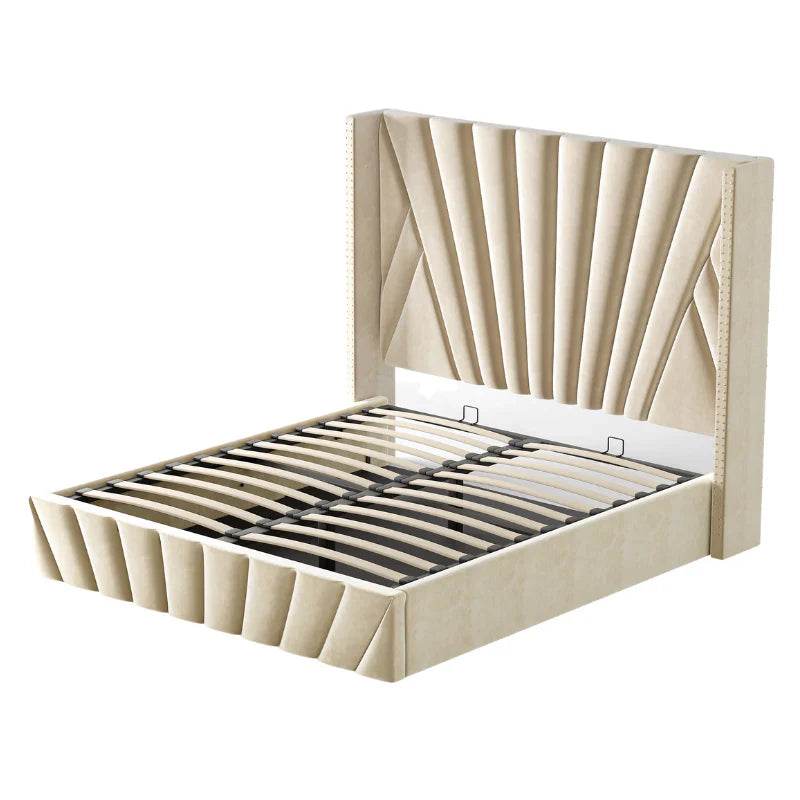 Storage King Bed PU Leather Cream White 180x200CM (VBF-03) - Thebrands