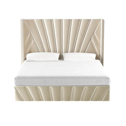 Storage King Bed PU Leather Cream White 180x200CM (VBF-03) - Thebrands