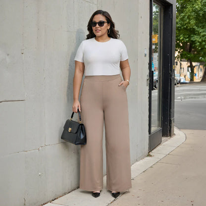 AM:PM Cotton Wide Legged Pants (Barkha Brown Mocha)