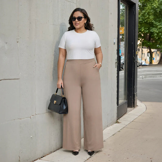 AM:PM Cotton Wide Legged Pants (Barkha Brown Mocha)