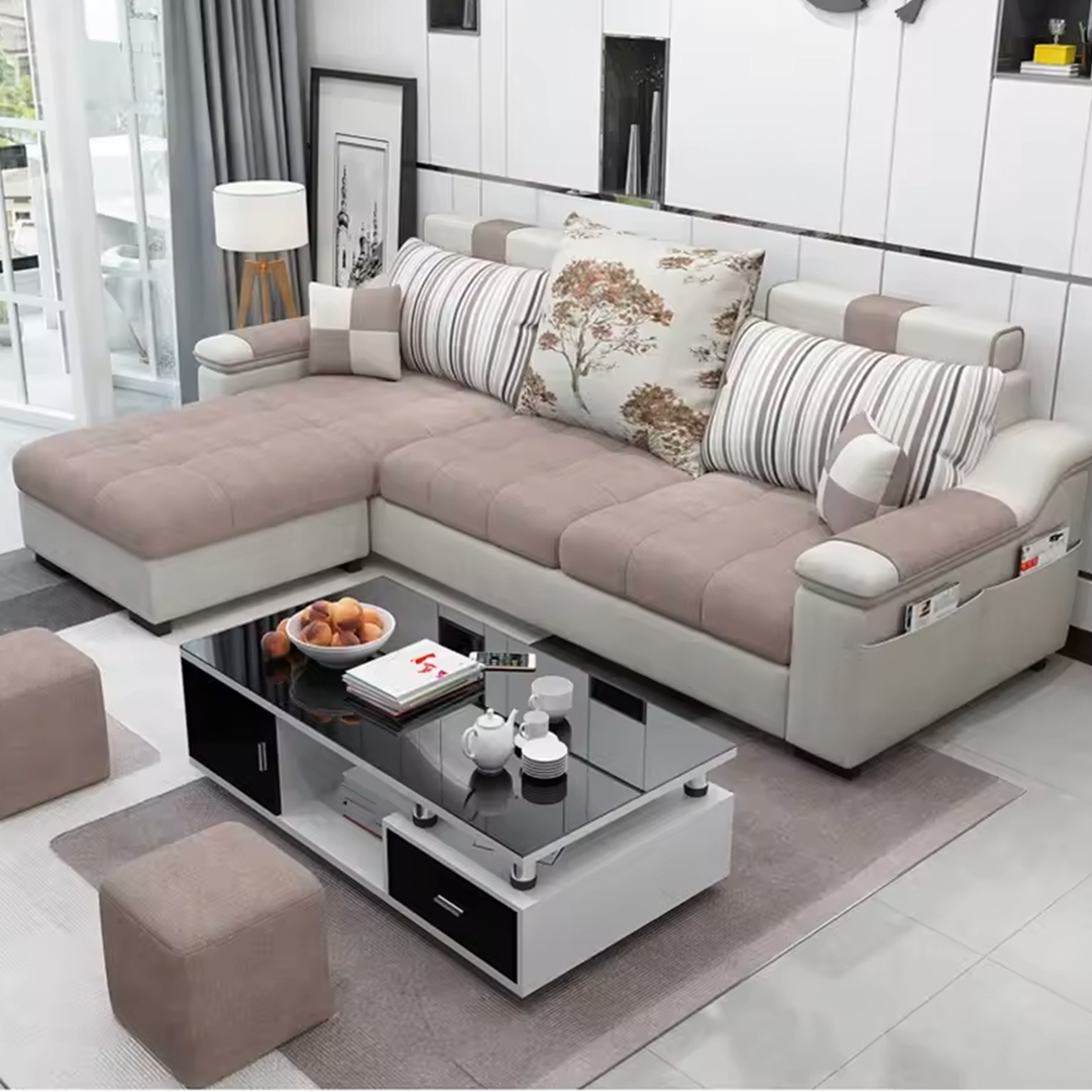 Modern L shaped Fabric sofa set