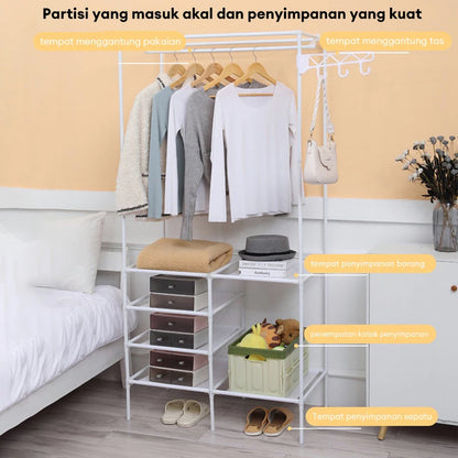 Clothes Hanging rack 2 Row - White