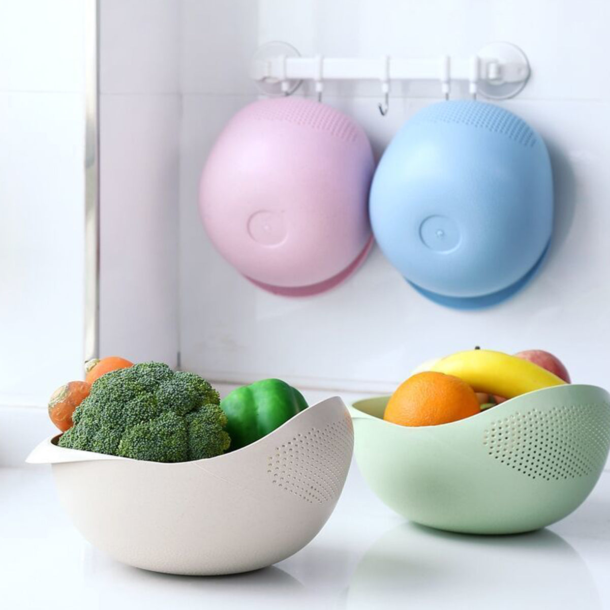 Plastic Vegetable Washing Basin - White  (22CM x 8CM x 12.5CM)