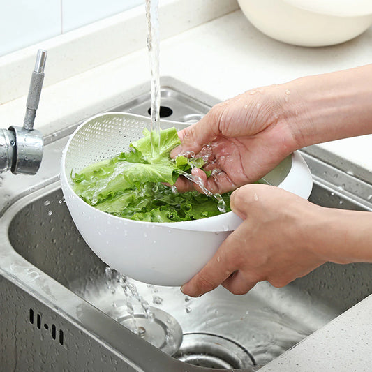 Plastic Vegetable Washing Basin - White  (22CM x 8CM x 12.5CM)