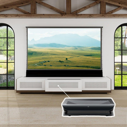 VIVIDSTORM Bundle - Projector & Screen & Motorised Laser TV Cabinet For LG Cine Beam HU Series