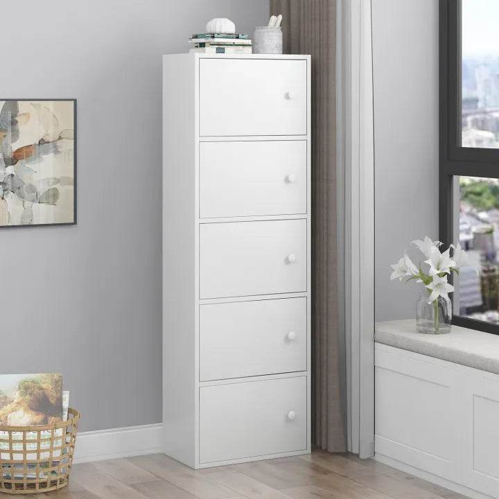 SV204 5LAYER STORAGE CABINET (PURE WHITE / 40*24*127H) - Thebrands