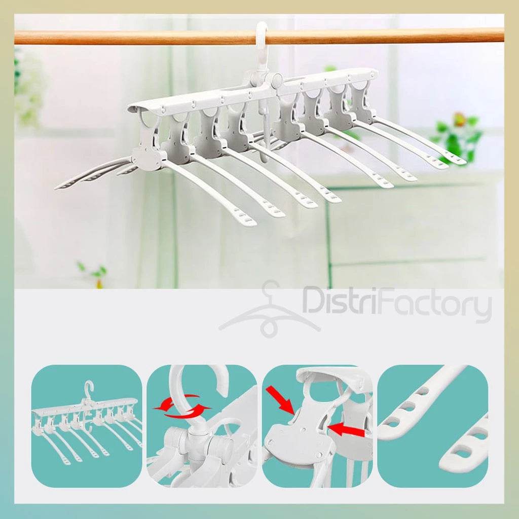 Foldable Adjustable Cloth Hanger(Grey Light Blue) - Thebrands