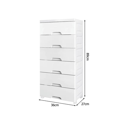 Drawer Storage Cabinet - White 6 Tier 36 Cm