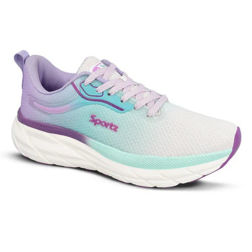 Women's Lace-up Sports Shoe - WS9917 Purple Green