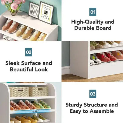 XJ206 Shoe Rack Pure White (43*30*100H)