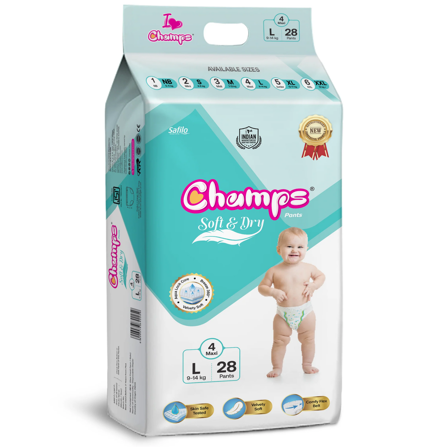 Baby Pant Diapers Soft & Dry - Large 28 Pieces (9 to 14 Kg)