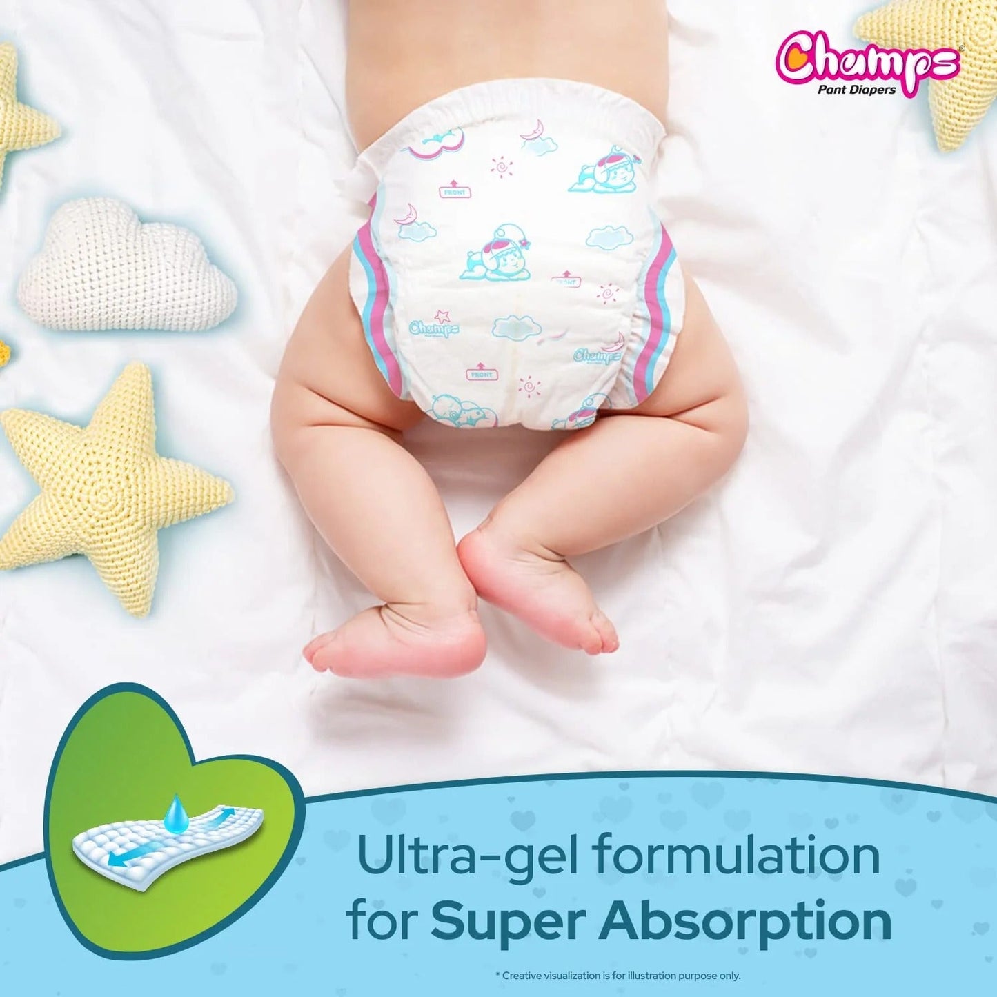 Baby Pant Diapers Soft & Dry  - Medium 32 Pieces (7 to 12 Kg)